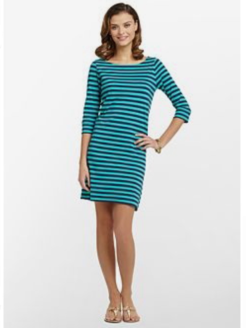 Lilly Pulitzer Striped Cassie Dress Lagoon Green Navy Boat Party Stripe